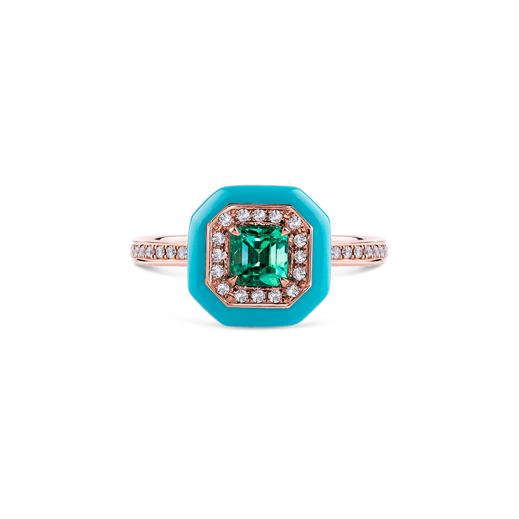 ภาพรายละเอียดแหวนเพชร NGG Perfect life FASCINATE Emerald with Turquoise Blue Ceramic Ring