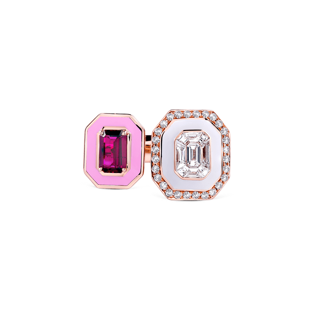 ภาพรายละเอียดแหวนเพชร NGG Perfect life Marvelous Illusion EM Shape White diamond &EM Ruby