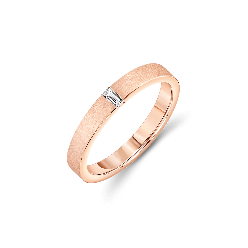 ภาพมุมเฉียงแหวน Zoullink Rectangle Baguette Diamond Ring